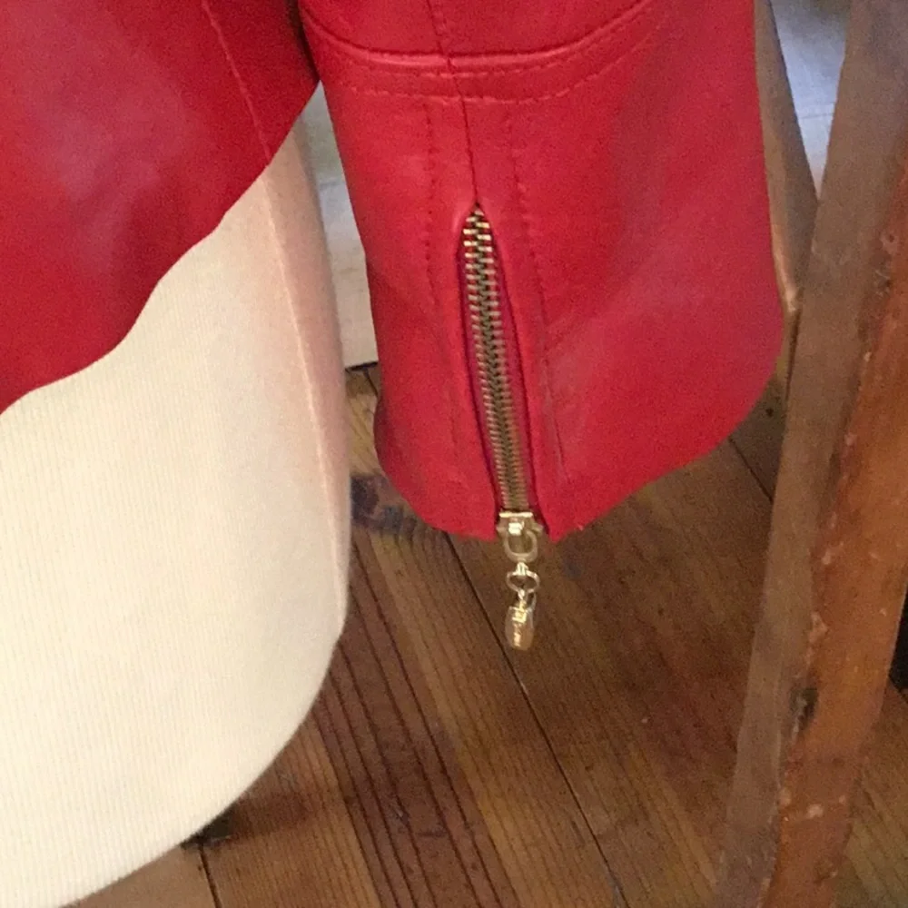 St. John Red Leather Jacket - Picture 5 of 9